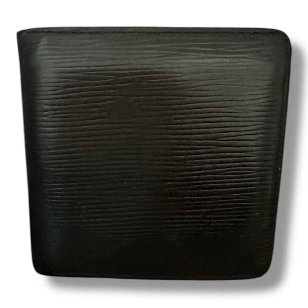Authentic LOUIS VUITTON Folded Wallet Portefeuille Marco Epi Black Leather Mens